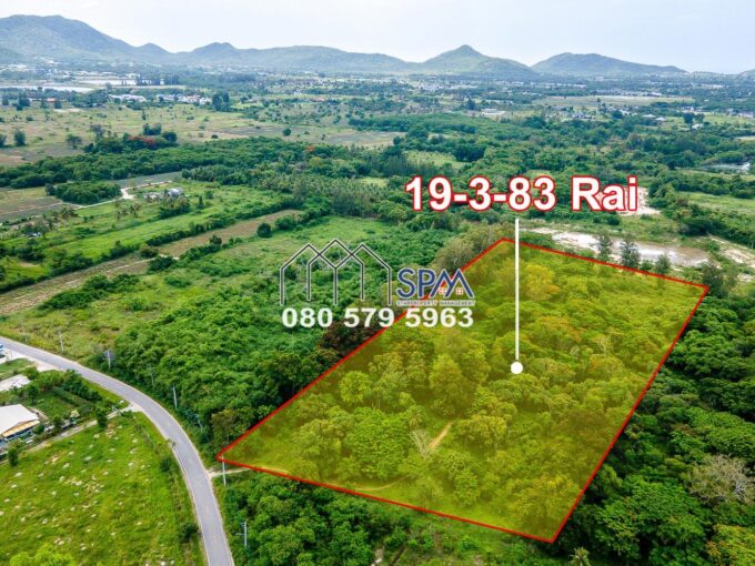 Land for sale near Black Mountain Golf Course, Land Area 19 Rai 3 Ngan 83 sq.wah (31932sq.m) Total Price 21 Million Baht