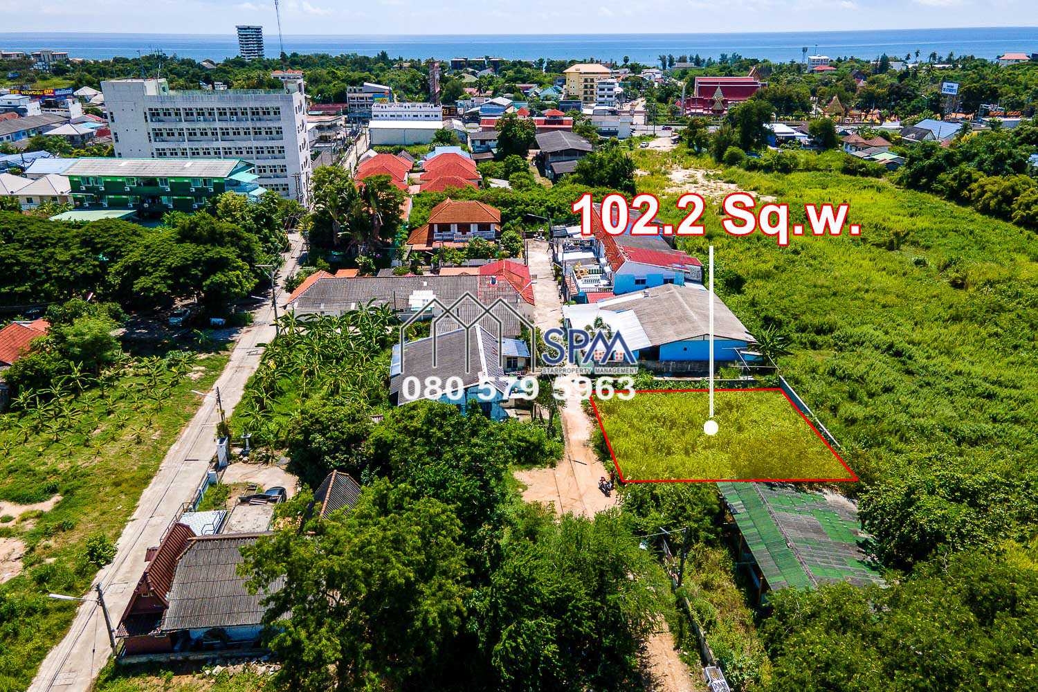 Land in town for sale at Hua Hin Soi 16, Land Area 102.2 sq.wah (408.8 sq.m) Price 20,000 Baht/sq.wah