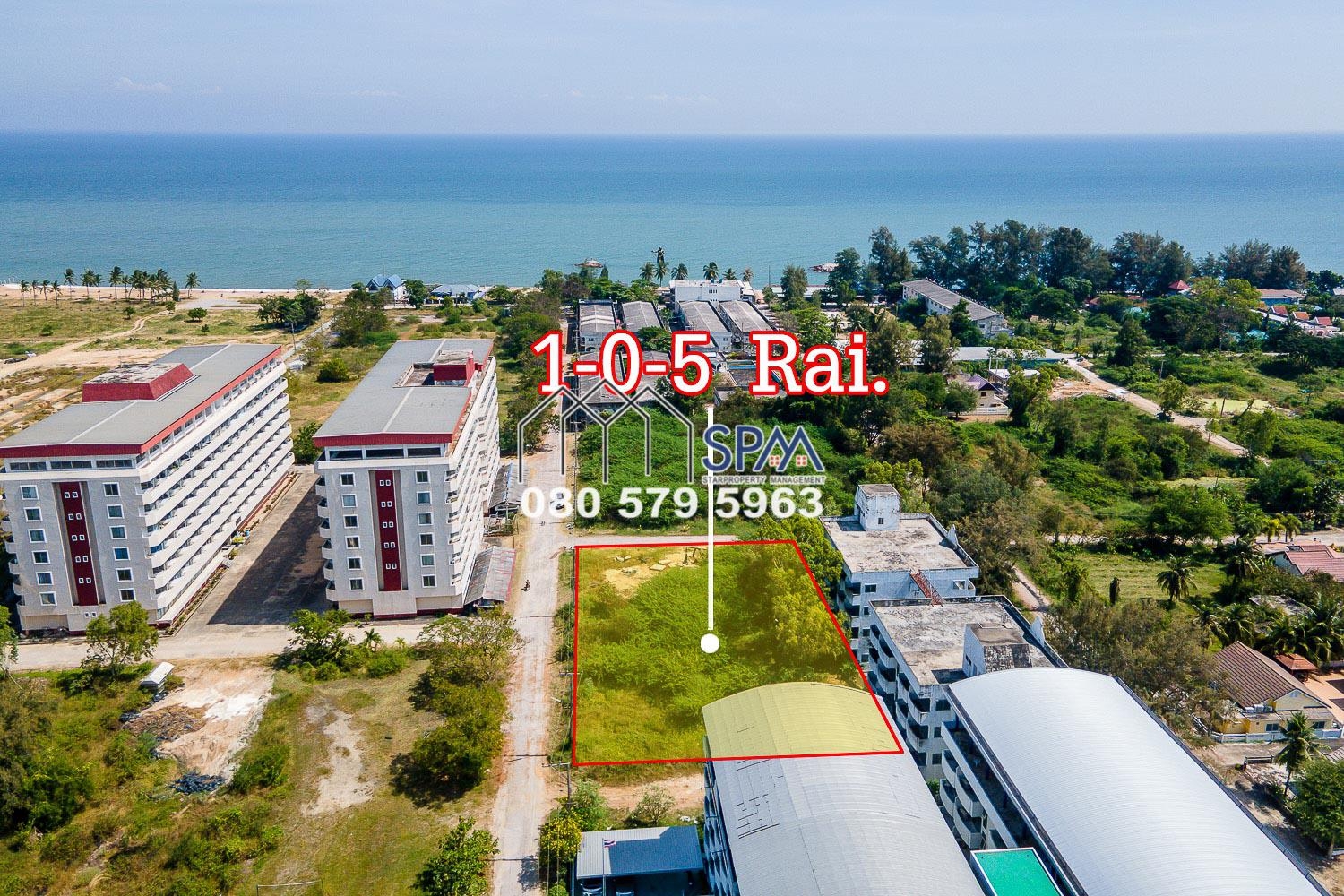 HOT DEAL Land near Puktien Beach for Sale, Land Area 1 Rai 5 sq.wah (1620 sq.m.),Price 6.5 Million Baht