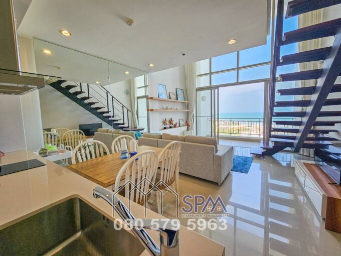 Duplex 1 Bedrooms unit, 70 sqm. 17-18th floor, Sea View at Boat House Hua Hin for Sale, price 4.9 M Baht