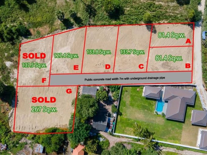 Land near Black Mountain Golf Course for sale, Land Area 81.4 sq.wah (325.6 sq.m) Price 750,000 Baht